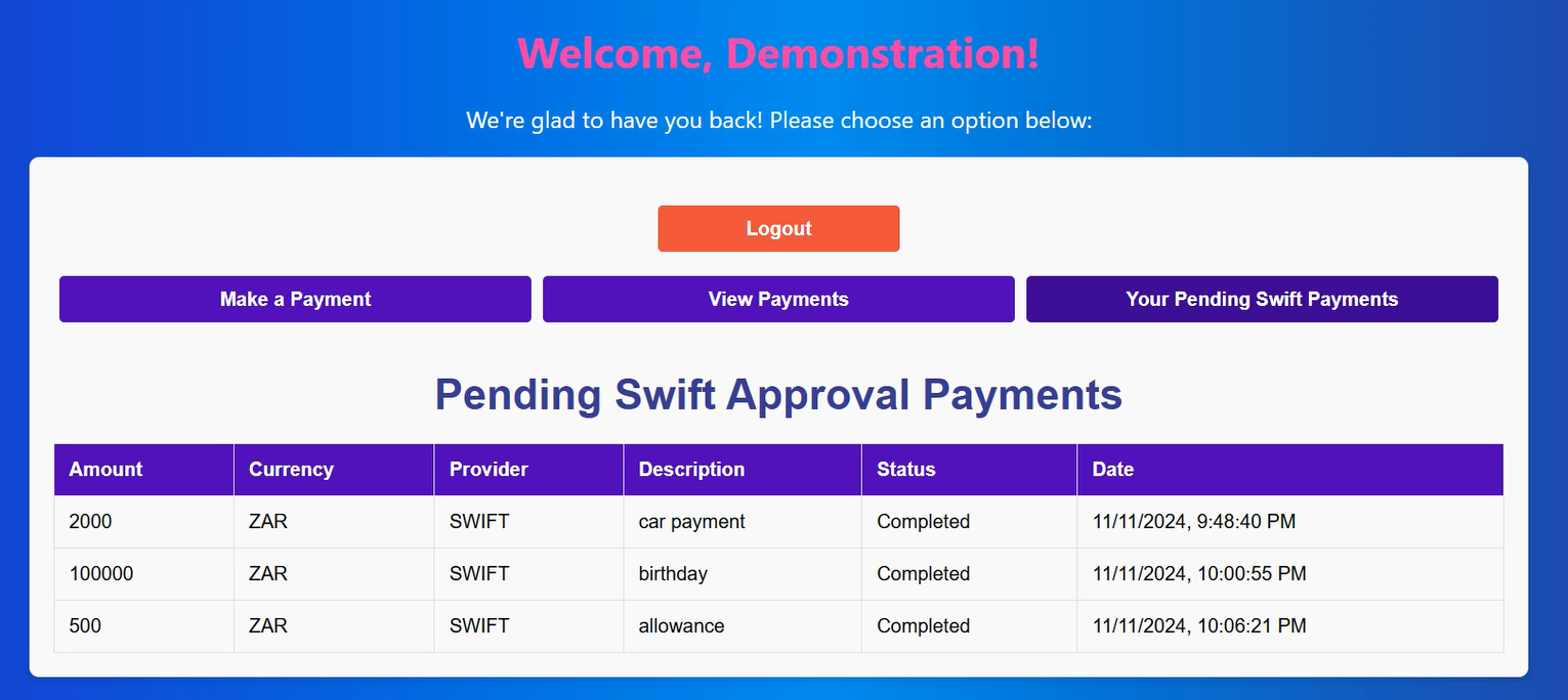 Swift Payment Portal